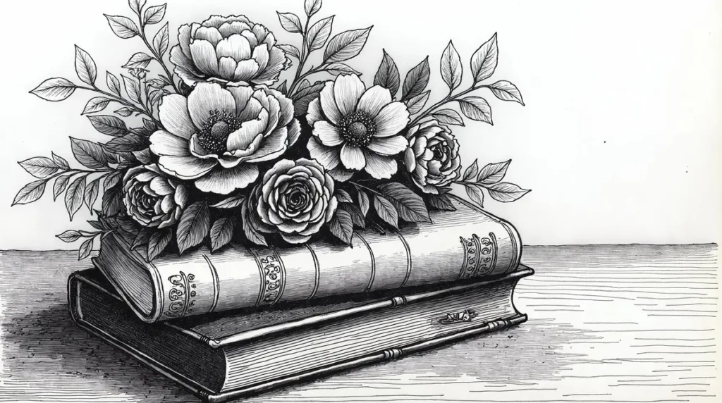 livre ancien fleurs noires